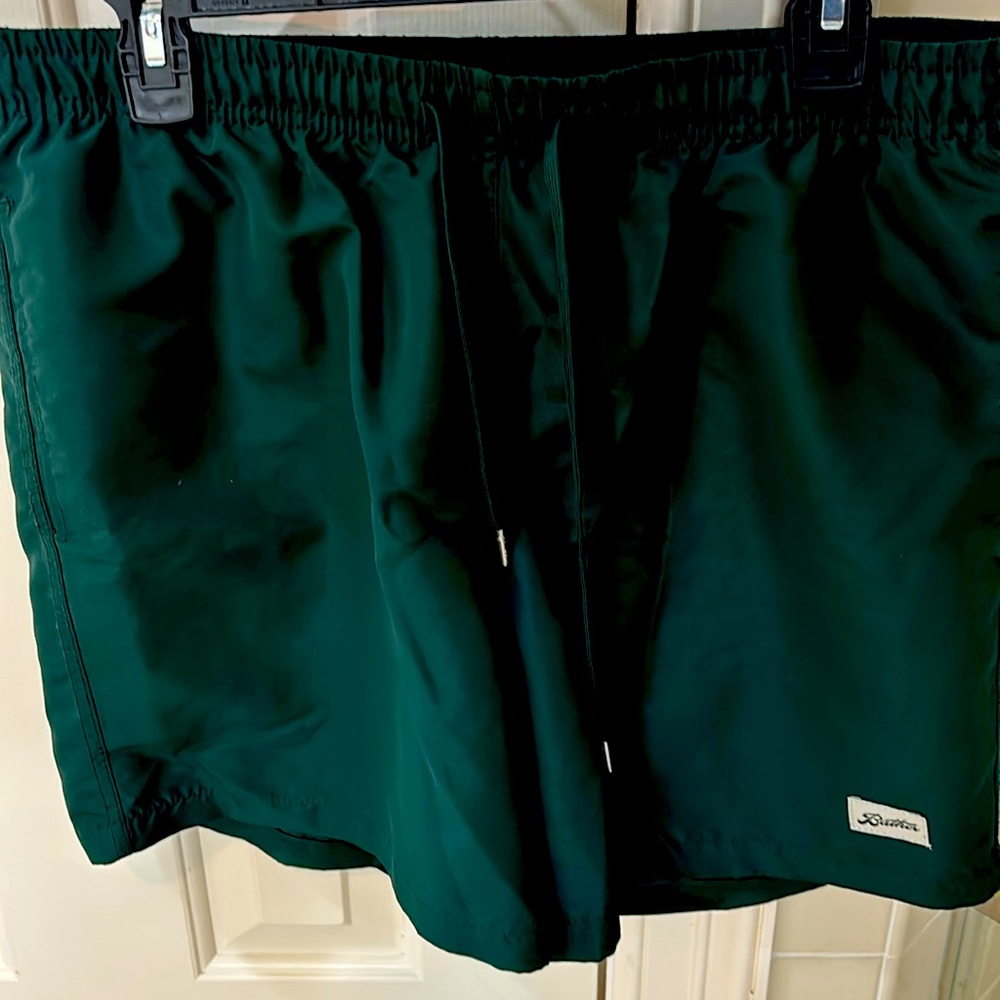 Bather Mens Pine Green Swim Trunks Drawstring Back Pocket Size Large. Worn once